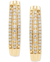 Diamond Three Row Oval Hoop Earrings (1/2 ct. tw.) in 10k White or Yellow Gold