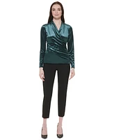 Tommy Hilfiger Women's Solid Faux-Wrap Long-Sleeve Top