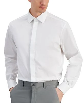 Alfani Mens Covered Placket Tuxedo Shirt Regular Slim Fit