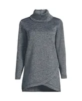 Lands' End Women's Sweater Fleece Tunic Cowl Neck Pullover