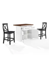 Crosley Furniture Bartlett 42" Wood Top Kitchen Island W/X-Back Stools