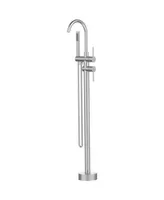 Simplie Fun Brushed Nickel Floor Mount Bathtub Faucet With Handheld Shower