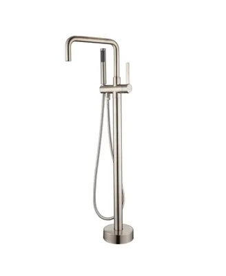 Simplie Fun Matte Brass Freestanding Tub Filler with Handheld Shower