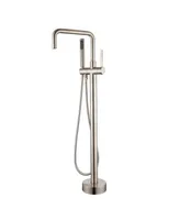 Simplie Fun Matte Brass Freestanding Tub Filler with Handheld Shower