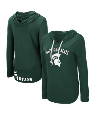 Women's Colosseum Green Michigan State Spartans My Lover Lightweight Hooded Long Sleeve T-shirt