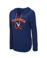 Women's Colosseum Navy Virginia Cavaliers My Lover Lightweight Hooded Long Sleeve T-shirt