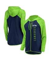 Women's Fanatics College Navy Seattle Seahawks Forever Fan Logo Full-Zip Hoodie