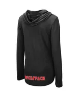 Women's Colosseum Black Nc State Wolfpack My Lover Lightweight Hooded Long Sleeve T-shirt