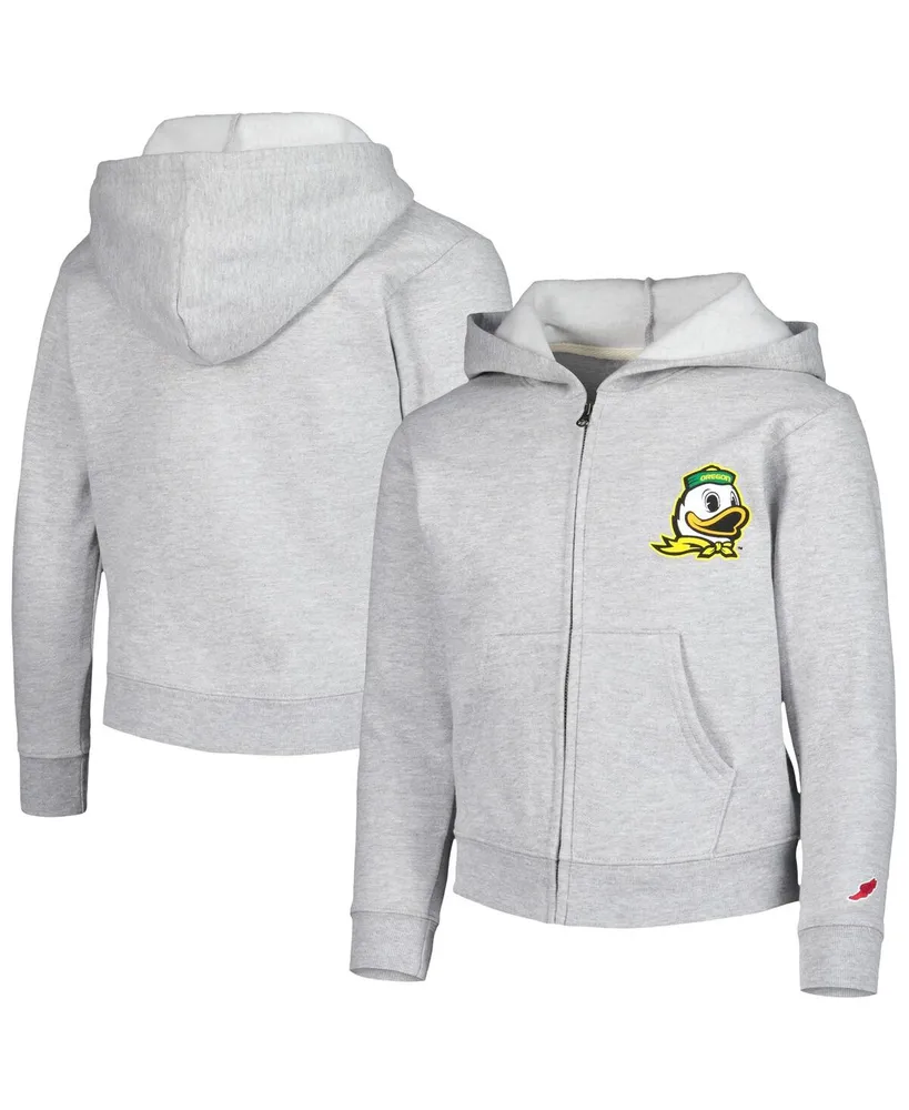 Big Boys League Collegiate Wear Heather Gray Oregon Ducks Full-Zip Hoodie