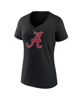 Women's Fanatics Black Alabama Crimson Tide Evergreen Logo V-Neck T-shirt