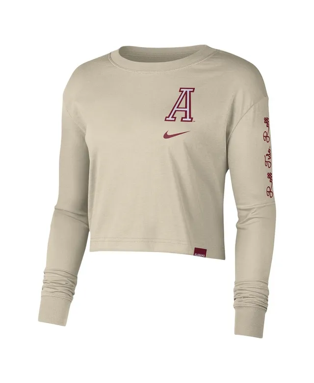 Nike Women's Nike Cream Virginia Tech Hokies Varsity Letter Long Sleeve  Crop Top