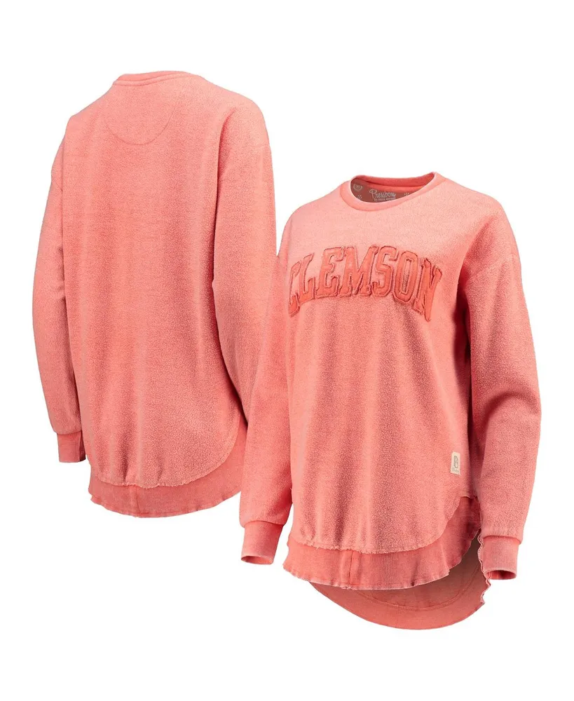 Women's Pressbox Distressed Clemson Tigers Ponchoville Pullover Sweatshirt