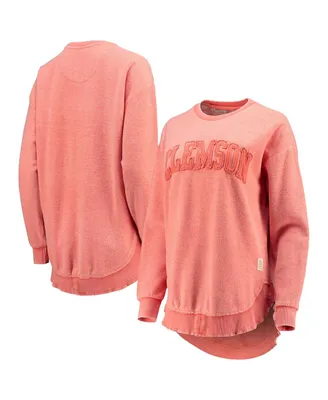 Women's Pressbox Orange Distressed Clemson Tigers Ponchoville Pullover Sweatshirt