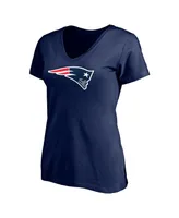 Women's Fanatics Mac Jones Navy New England Patriots Plus Player Name and Number V-Neck T-shirt