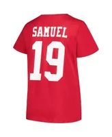 Women's Fanatics Deebo Samuel Scarlet San Francisco 49ers Plus Player Name and Number V-Neck T-shirt