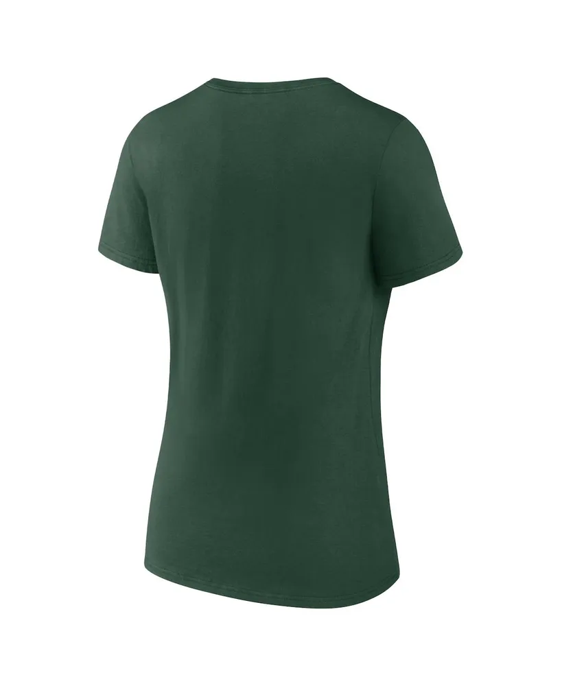 Women's Fanatics Green Green Bay Packers Shine Time V-Neck T-shirt