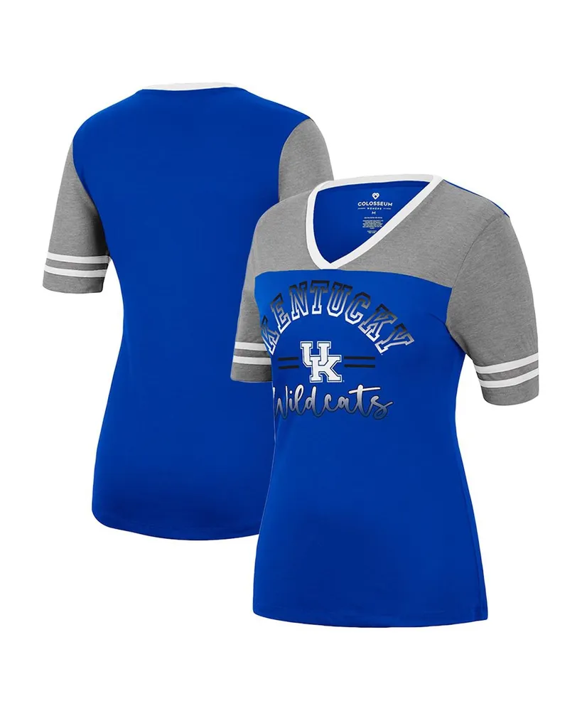 Women's Colosseum Royal, Heathered Gray Kentucky Wildcats There You Are V-Neck T-shirt