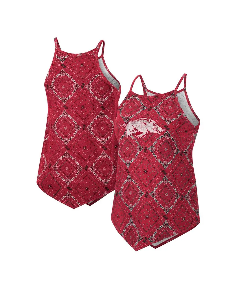 Women's Colosseum x Wrangler Cardinal Distressed Arkansas Razorbacks Bandana Tank Top