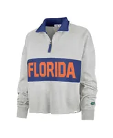 Women's '47 Brand Gray Florida Gators Next Level Remi Cropped Quarter-Zip Sweatshirt