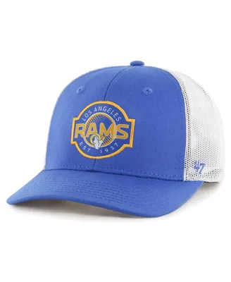 Youth Boys and Girls '47 Brand Royal, White Los Angeles Rams Scramble Adjustable Trucker Hat