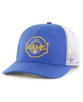 Youth Boys and Girls '47 Brand Royal, White Los Angeles Rams Scramble Adjustable Trucker Hat