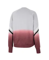 Women's Colosseum Gray Oklahoma Sooners Cue Cards Dip-Dye Raglan Pullover Sweatshirt