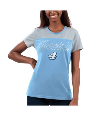 Women's G-iii 4Her by Carl Banks Light Blue Kevin Harvick Cheer Color Blocked T-shirt