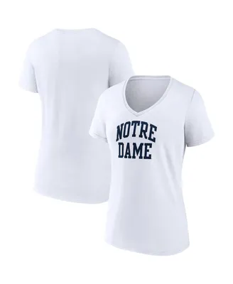 Women's Fanatics White Notre Dame Fighting Irish Basic Arch V-Neck T-shirt