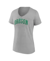 Women's Fanatics Heather Gray Oregon Ducks Basic Arch V-Neck T-shirt