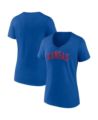 Women's Fanatics Royal Kansas Jayhawks Basic Arch V-Neck T-shirt