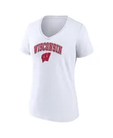 Women's Fanatics White Wisconsin Badgers Evergreen Campus V-Neck T-shirt