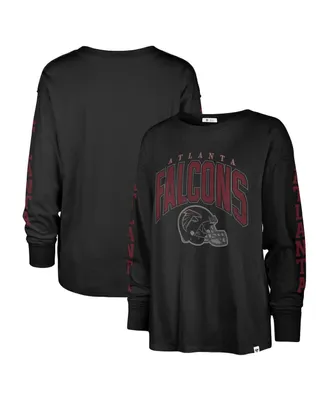Women's '47 Brand Black Distressed Atlanta Falcons Tom Cat Long Sleeve T-shirt
