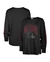 Women's '47 Brand Black Distressed Atlanta Falcons Tom Cat Long Sleeve T-shirt