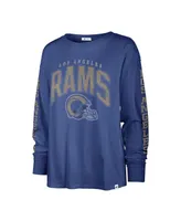 Women's '47 Brand Royal Distressed Los Angeles Rams Tom Cat Long Sleeve T-shirt