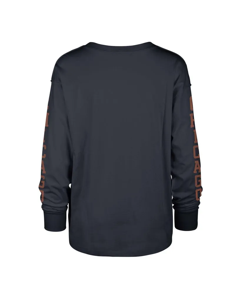 Women's '47 Brand Navy Distressed Chicago Bears Tom Cat Long Sleeve T-shirt
