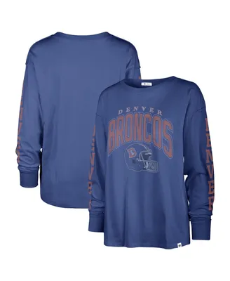 Women's '47 Brand Royal Distressed Denver Broncos Tom Cat Long Sleeve T-shirt