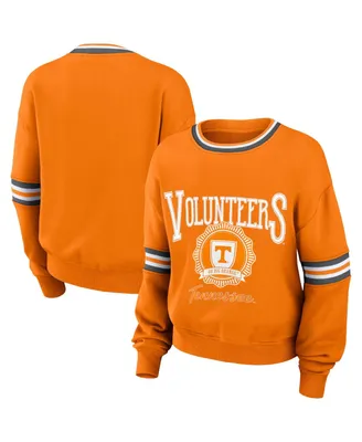 Women's Wear by Erin Andrews Orange Distressed Tennessee Volunteers Vintage-Like Pullover Sweatshirt