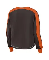 Women's Wear by Erin Andrews Brown Cleveland Browns Plus Colorblock Long Sleeve T-shirt