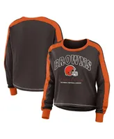 Women's Wear by Erin Andrews Brown Cleveland Browns Plus Colorblock Long Sleeve T-shirt