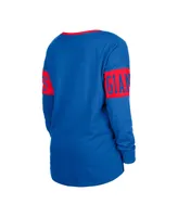 Women's New Era Royal York Giants Lace-Up Notch Neck Long Sleeve T-shirt