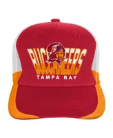 Youth Boys and Girls Mitchell & Ness Red Distressed Tampa Bay Buccaneers Retrodome Precurved Adjustable Hat