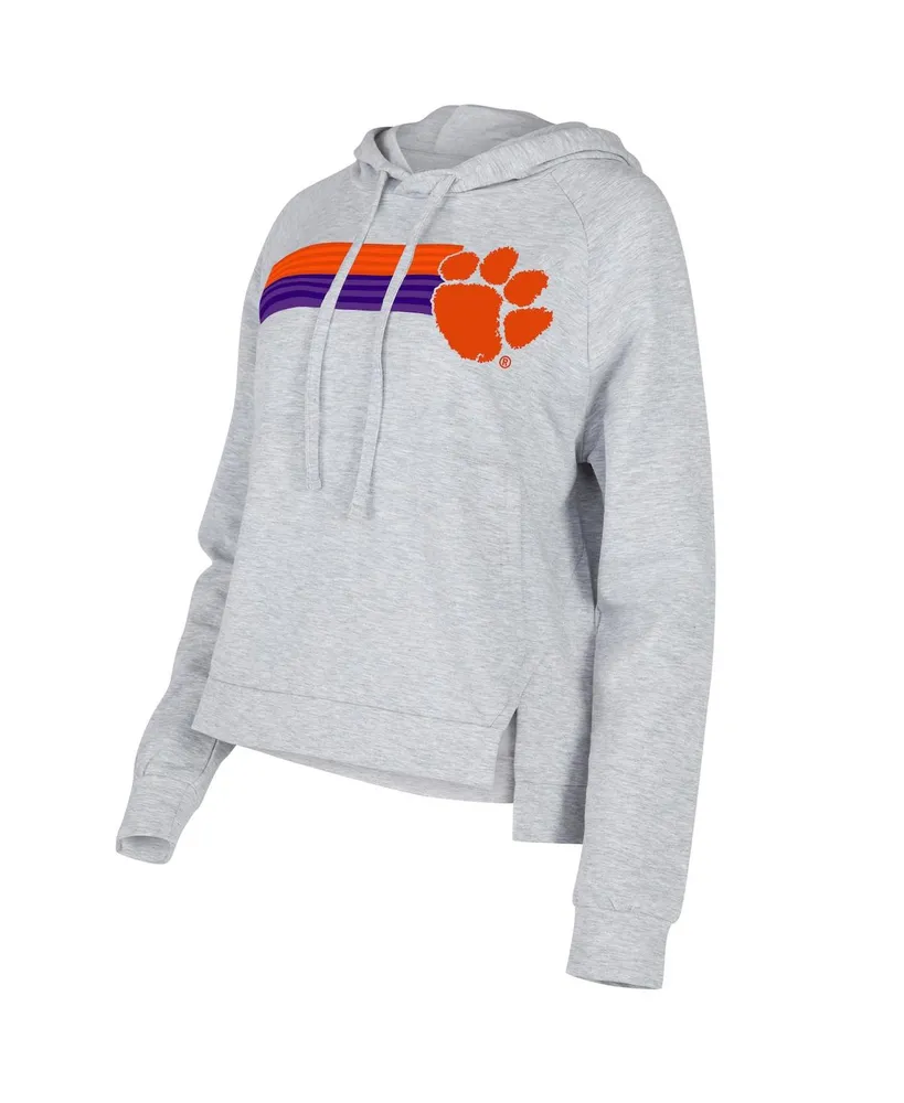 Women's Concepts Sport Gray Clemson Tigers Cedar Tri-Blend Raglan Pullover Hoodie