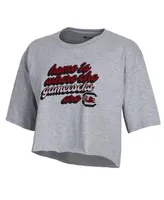 Women's Champion Gray South Carolina Gamecocks Boyfriend Cropped T-shirt