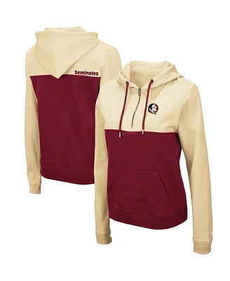 Women's Colosseum Cream, Maroon Florida State Seminoles Aidan Lightweight Quarter-Zip Hoodie