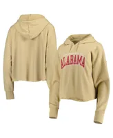 Women's ZooZatz Tan Alabama Crimson Tide Core University Cropped French Terry Pullover Hoodie