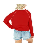Women's Gameday Couture Red Georgia Bulldogs Blindside Raglan Cropped Pullover Sweatshirt