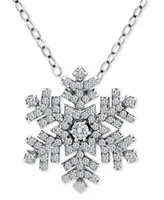 Giani Bernini Cubic Zirconia Snowflake Pendant Necklace in Sterling Silver, 16" + 2" extender, Created for Macy's