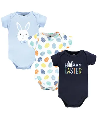 Hudson Baby Baby Boys Cotton Bodysuits, Hoppy Easter, 3-Pack
