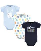 Hudson Baby Boys Cotton Bodysuits, Hoppy Easter, 3-Pack