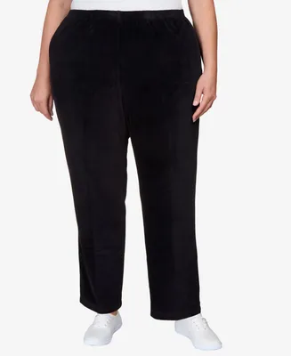 Alfred Dunner Plus Drama Queen Casual Short Length Velour Pants